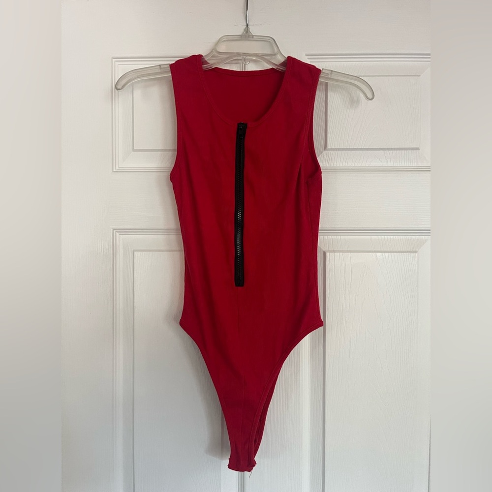Red Kiss One Piece with Front Zipper